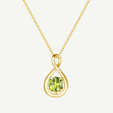 "Unendliche Umarmung" Geburtsstein August Peridot Unendlichkeitssymbol Sterling Silber Anhänger Halskette - Gold