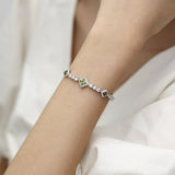 FANCIME „Square Sparkle“ Peridot-Tennisarmbänder aus Sterlingsilber mit Geburtsstein August 