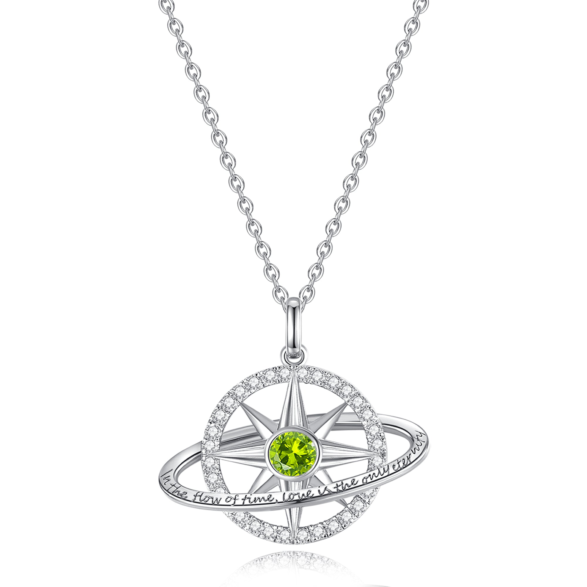 FANCIME „Stellar Promise“ Peridot-Geburtsstein-Halskette aus Sterlingsilber für August