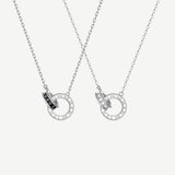 FANCIME „Römische Zeit“ Paar-Halskette aus Sterlingsilber mit ineinandergreifenden Kreisen 