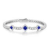 FANCIME „Square Sparkle“ September Geburtsstein Saphir Sterling Silber Tennisarmbänder 