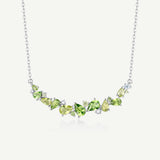 “Wisteria Whisper” Flower Bar Peridot Silver Necklace