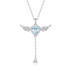 FANCIME „Angel's Love“ Halskette aus Sterlingsilber mit Aquamarin-Geburtsstein für März