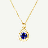 "Unendliche Umarmung" September-Geburtsstein Saphir Unendlichkeitszeichen Sterling Silber Anhänger Halskette - Gold