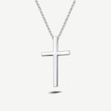 FANCIME Large Polishing Cross Sterling Silver Mens Necklace