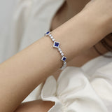 FANCIME „Square Sparkle“ September Geburtsstein Saphir Sterling Silber Tennisarmbänder 