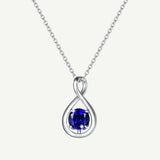 "Infinite Umarmung" September Geburtsstein Saphir Unendlichkeitssymbol Sterlingsilber Anhänger Halskette - Silber