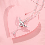FANCIME "L'Amour de l'Ange" Collier en Argent Sterling avec Pierre de Naissance de Mars Aigue-Marine