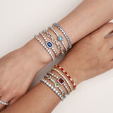 FANCIME "Axis" Topaze Taille Coeur Pierre de naissance de décembre Bracelet de tennis en argent sterling