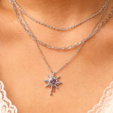 FANCIME "Soluna Nexus" Amethyst February Birthstone Sterling Silver Necklace