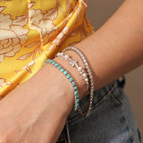 "Eternal Elegance" December Birthstone Turquoise Sterling Silver Tennis Bracelet Classic Bolo Chain