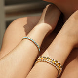 "Eternal Elegance" December Birthstone Turquoise Sterling Silver Tennis Bracelet Classic Bolo Chain