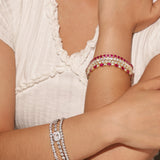 "Royal Red" Rubin-Geburtsstein-Tennisarmband aus Sterlingsilber für Juli 