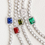 FANCIME „Axis“ Radiant Cut July Birthstone Rubin Sterling Silber Tennisarmband