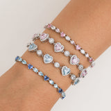 FANCIME „Ms Charming“ Halo Herz-Tennisarmband aus Sterlingsilber