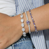 FANCIME „Dawn“ Amethyst-Geburtsstein-Tennisarmband aus Sterlingsilber für Februar
