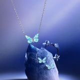 FANCIME "Starlight Butterfly" Luminous Enamel Sterling Silver Necklace