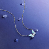 FANCIME "Starlight Butterfly" Luminous Enamel Sterling Silver Necklace