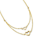 FANCIME „Double Love“ Zweireihige Herzkette aus 14-karätigem Gelbgold