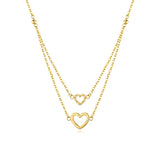 FANCIME „Double Love“ Zweireihige Herzkette aus 14-karätigem Gelbgold