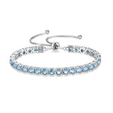„Ewige Eleganz“ – Geburtsstein Aquamarin, Tennisarmband aus Sterlingsilber, klassische Bolo-Kette, Sterlingsilber