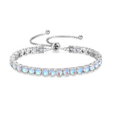 „Ewige Eleganz“ – Mondstein-Tennisarmband aus Sterlingsilber mit klassischer Bolo-Kette (Geburtsstein Juni)