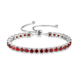 „Ewige Eleganz“ – Januar-Geburtsstein-Granat-Tennisarmband aus Sterlingsilber mit klassischer Bolo-Kette