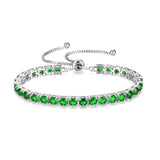 „Ewige Eleganz“ – Smaragd-Geburtsstein-Tennisarmband aus Sterlingsilber mit klassischer Bolo-Kette aus Sterlingsilber
