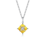 FANCIME „Princess Dream“ Gelber Citrin November Square Edelstein Sterling Silber Halskette 