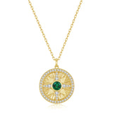 FANCIME "Lumen Star" Émeraude Pierre de naissance de mai Collier en argent sterling