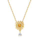 FANCIME「My Sunshine」ひまわりドロップ シトリン 誕生石 回転式スターリングシルバーネックレス