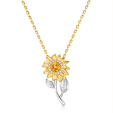 FANCIME „My Sunshine“ Sonnenblumen-Citrin-Geburtsstein-Drehhalskette aus Sterlingsilber