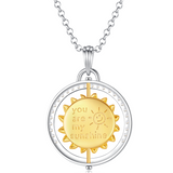 FANCIME "My Sunshine" Sunflower Cut-Out Citrine Birthstone Rotatable Sterling Silver Necklace