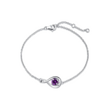 Armband aus Sterlingsilber mit dem Geburtsstein Amethyst und dem Unendlichkeitssymbol „Unendliche Umarmung“ für Februar