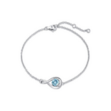 Armband „Unendliche Umarmung“ aus Sterlingsilber mit Aquamarin, Geburtsstein März, Unendlichkeitssymbol