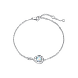 Armband aus Sterlingsilber mit Mondstein und dem Unendlichkeitssymbol „Unendliche Umarmung“ (Geburtsstein Juni)