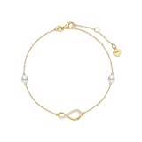 Bracelet infini en or jaune 14K avec perles d'eau douce de 4MM, bracelet ajustable, bijoux fins