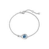 Armband aus Sterlingsilber mit dem Geburtsstein „Unendliche Umarmung“ (Dezember) – Londoner Topas, Unendlichkeitssymbol