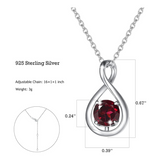 „Unendliche Umarmung“ Januar-Geburtsstein Granat Unendlichkeits-Symbol Anhänger Halskette aus Sterlingsilber - Silber