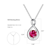 "Infinite Embrace" July Birthstone Ruby Infinity Symbol Sterling Silver Pendant Necklace - Silver