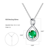 "Unendliche Umarmung" Geburtsstein Mai Smaragd Unendlichkeits-Symbol Sterlingsilber Anhänger Halskette – Silber