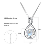 "Unendliche Umarmung" Geburtsstein Juni Mondstein Unendlichkeitszeichen Sterling Silber Anhänger Halskette - Silber