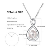 "Infinite Embrace" Geburtsstein Juni Weiße Perle Unendlichkeits-Symbol Anhänger Halskette aus Sterlingsilber - Silber