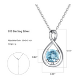 "Infinite Embrace" Geburtsstein März Aquamarin Unendlichkeits-Symbol Sterlingsilber Anhänger Halskette - Silber