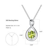 "Infinite Embrace" August Birthstone Peridot Infinity Symbol Sterling Silver Pendant Necklace - Silver