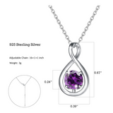 Halskette mit Anhänger „Unendliche Umarmung“ aus Sterlingsilber mit Amethyst-Geburtsstein (Februar) und Unendlichkeitssymbol