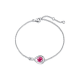 Armband aus Sterlingsilber mit dem Geburtsstein „Unendliche Umarmung“: Rosa Turmalin, Unendlichkeitssymbol für Oktober