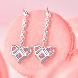 „Sweetheart“ rosafarbene Herzohrringe aus Sterlingsilber mit weißen Zirkonia-Steinen 