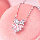 FANCIME "Bow For Princess" Pink Heart Sterling Silver Necklace