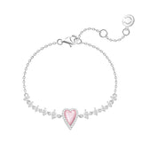 FANCIME „Pink Moment“ Armband aus Sterlingsilber mit rosa Herz, weißer Perle und Zirkonia 